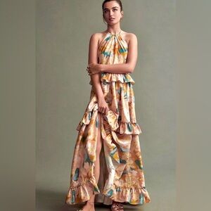 Anthropologie Geisha Designs Ruffled tiered floral maxi dress Size XS Resortwear